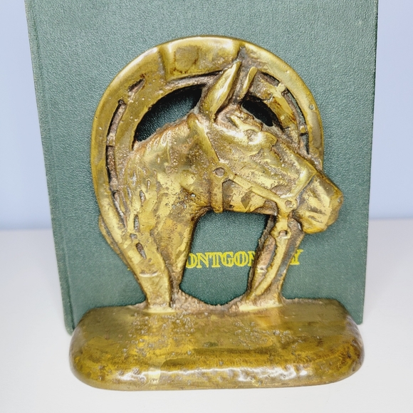 Solid Brass Horse Head Horseshoe Bookends Western Farrier - Picture 4 of 12